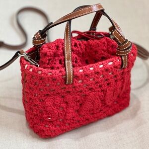 Staud Crochet Ria Bag - Red - worn once